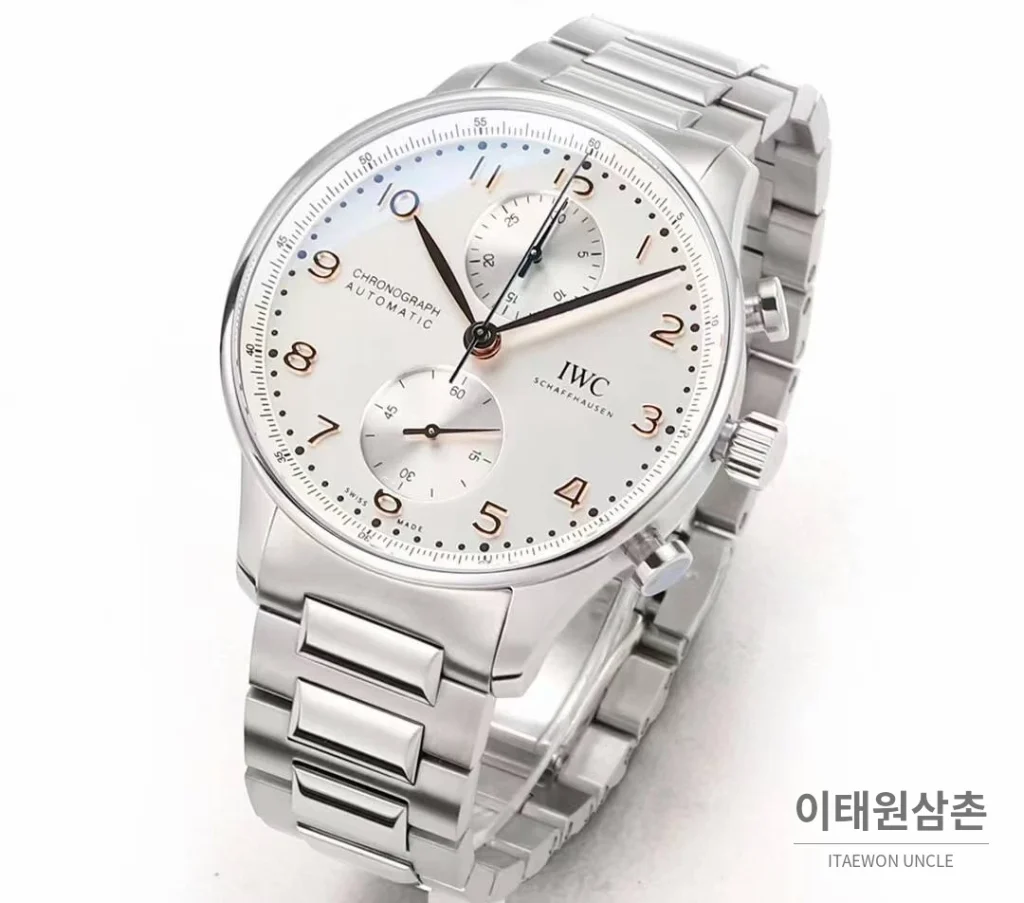 IWC 포르투기저 크로노그래프 스틸 브레이슬릿 오토매틱 41mm 실버 / 블루 (2)