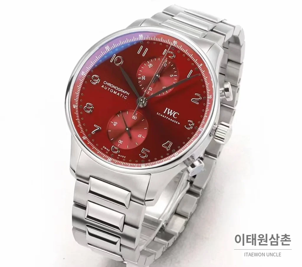 IWC 포르투기저 크로노그래프 스틸 브레이슬릿 오토매틱 41mm 실버 / 블루 (3)