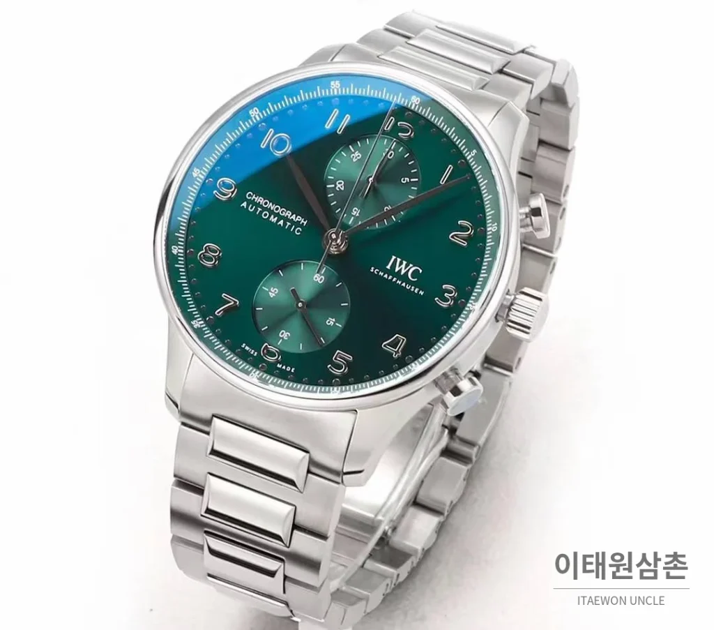 IWC 포르투기저 크로노그래프 스틸 브레이슬릿 오토매틱 41mm 실버 / 블루 (4)