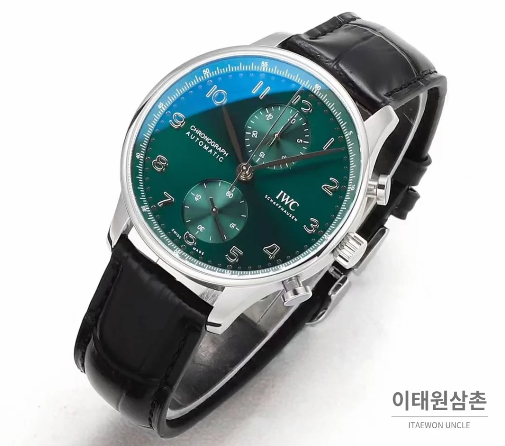 IWC 포르투기저 크로노그래프 스틸 브레이슬릿 오토매틱 41mm 실버 / 블루 (5)