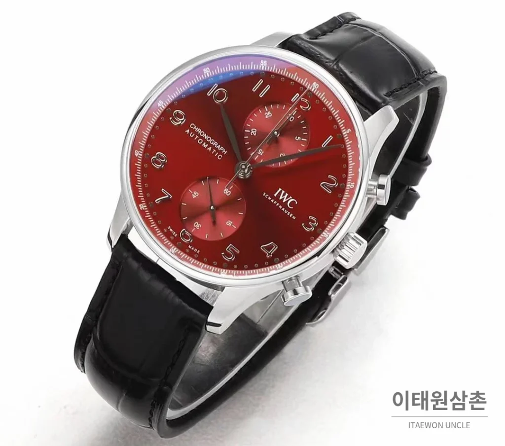 IWC 포르투기저 크로노그래프 스틸 브레이슬릿 오토매틱 41mm 실버 / 블루 (6)