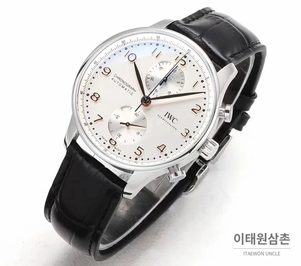 IWC 포르투기저 크로노그래프 스틸 브레이슬릿 오토매틱 41mm 실버 / 블루 (7)