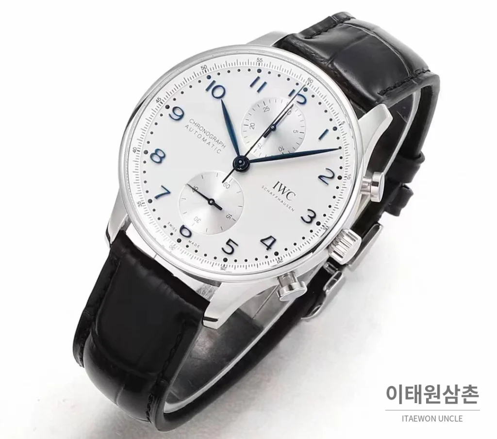 IWC 포르투기저 크로노그래프 스틸 브레이슬릿 오토매틱 41mm 실버 / 블루 (8)