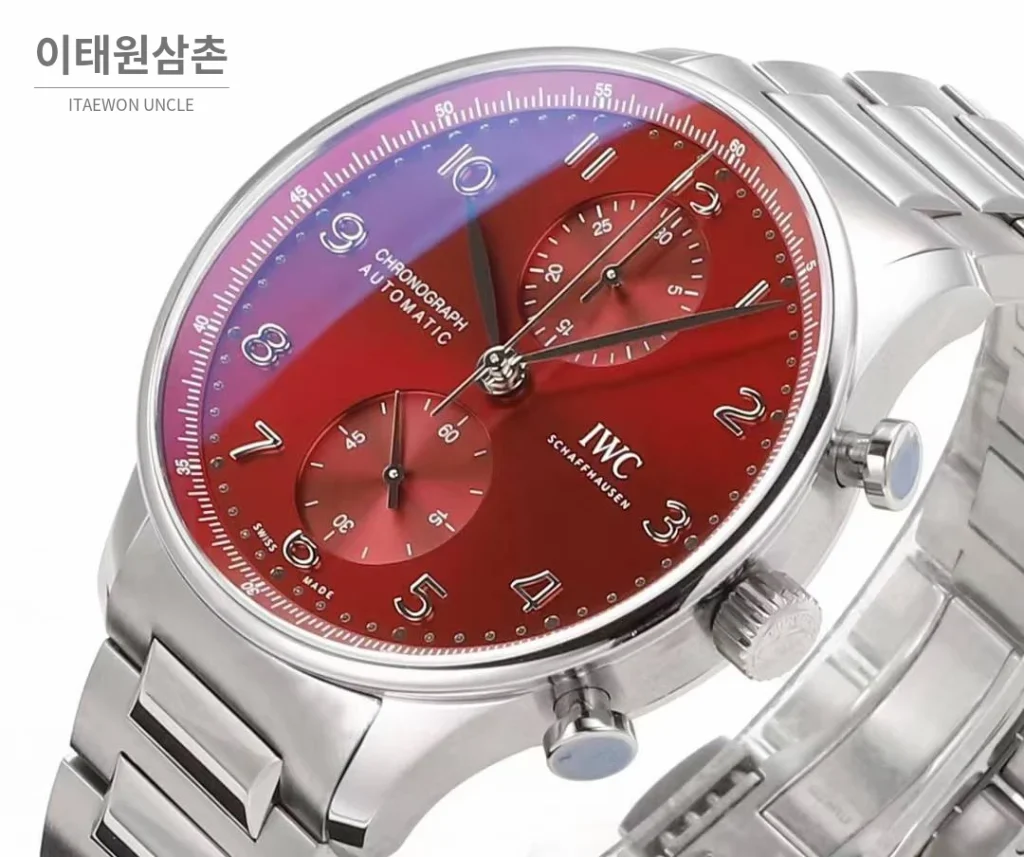 IWC 포르투기저 크로노그래프 스틸 브레이슬릿 오토매틱 41mm 실버 / 블루 (3)