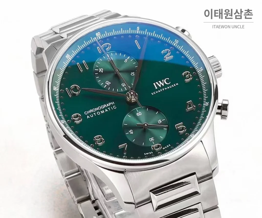 IWC 포르투기저 크로노그래프 스틸 브레이슬릿 오토매틱 41mm 실버 / 블루 (4)