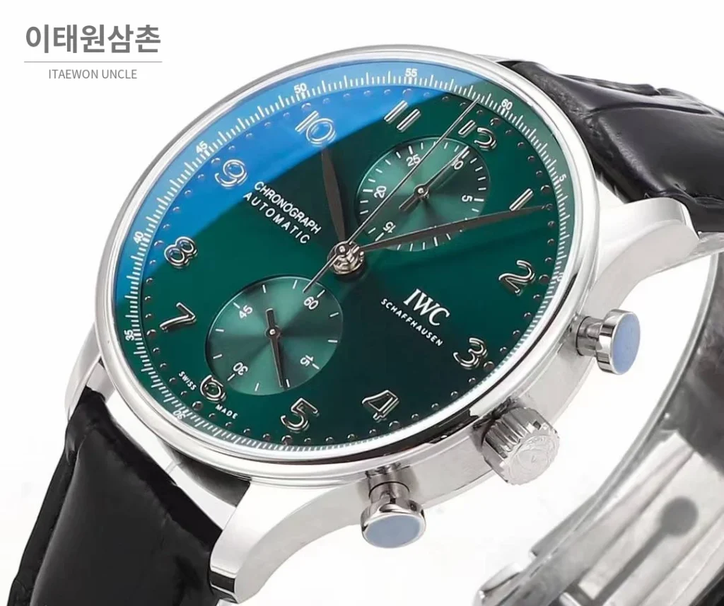 IWC 포르투기저 크로노그래프 스틸 브레이슬릿 오토매틱 41mm 실버 / 블루 (5)