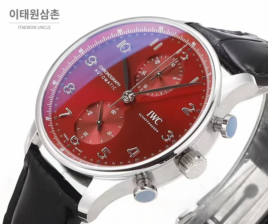 IWC 포르투기저 크로노그래프 스틸 브레이슬릿 오토매틱 41mm 실버 / 블루 (6)