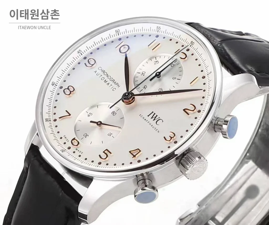 IWC 포르투기저 크로노그래프 스틸 브레이슬릿 오토매틱 41mm 실버 / 블루 (7)