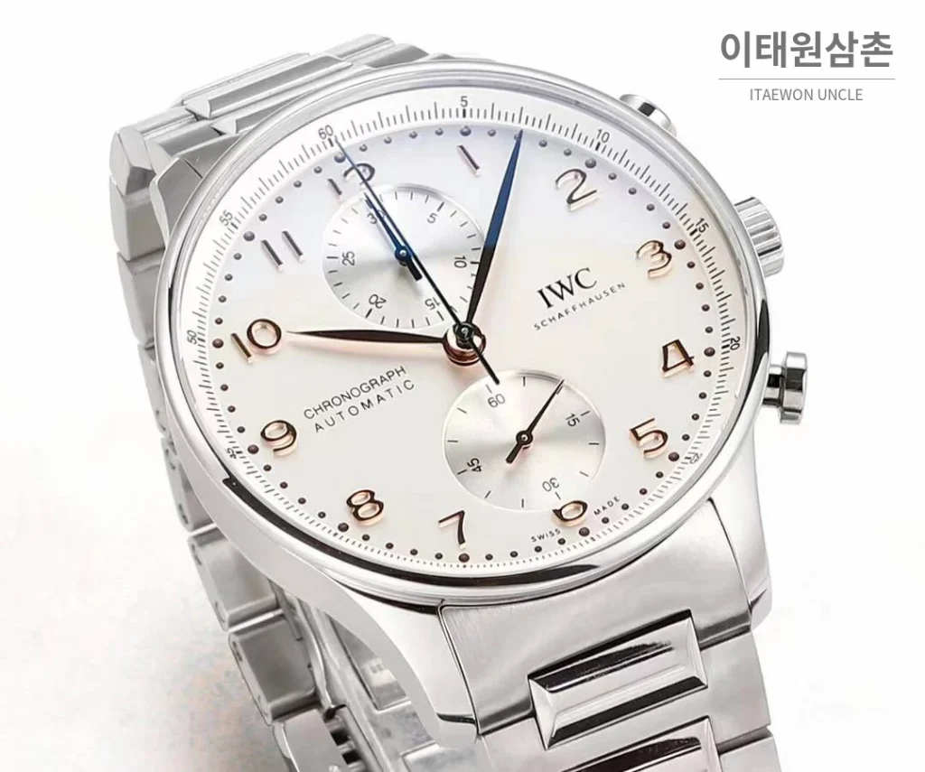 IWC 포르투기저 크로노그래프 스틸 브레이슬릿 오토매틱 41mm 실버 / 블루 (2)