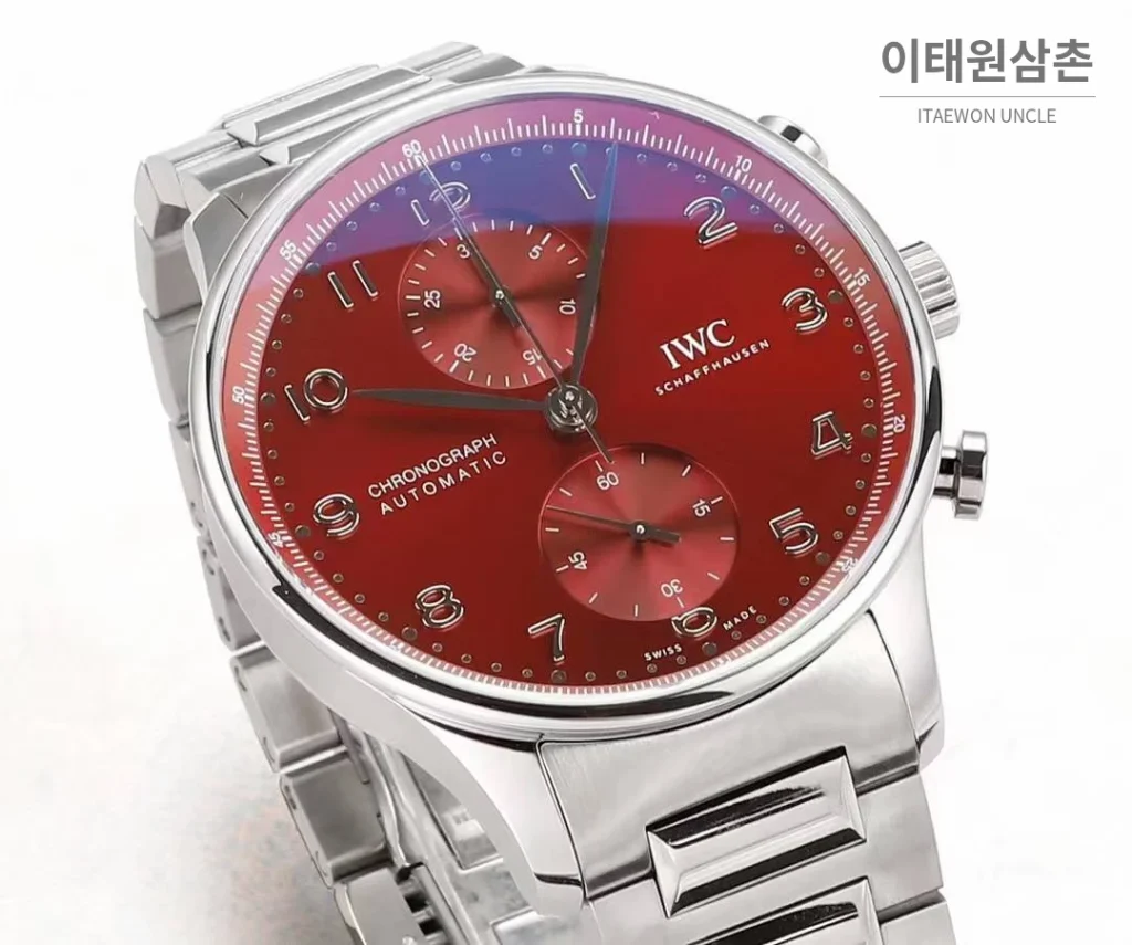 IWC 포르투기저 크로노그래프 스틸 브레이슬릿 오토매틱 41mm 실버 / 블루 (3)