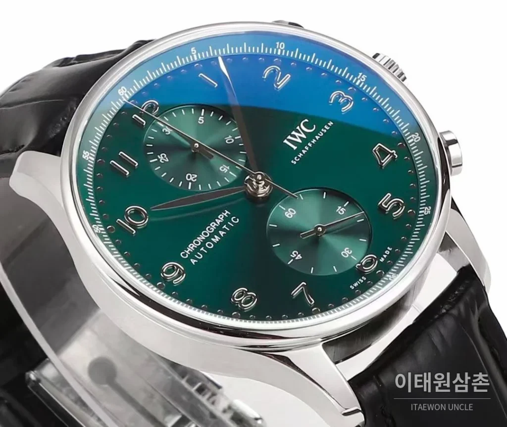 IWC 포르투기저 크로노그래프 스틸 브레이슬릿 오토매틱 41mm 실버 / 블루 (5)