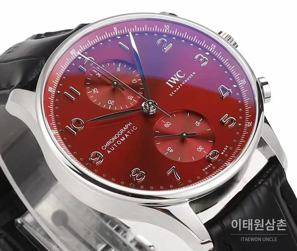 IWC 포르투기저 크로노그래프 스틸 브레이슬릿 오토매틱 41mm 실버 / 블루 (6)