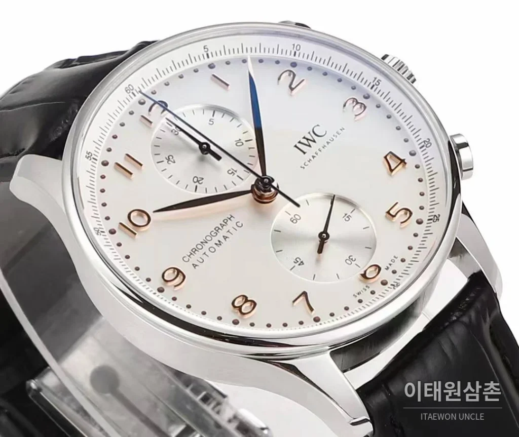 IWC 포르투기저 크로노그래프 스틸 브레이슬릿 오토매틱 41mm 실버 / 블루 (7)