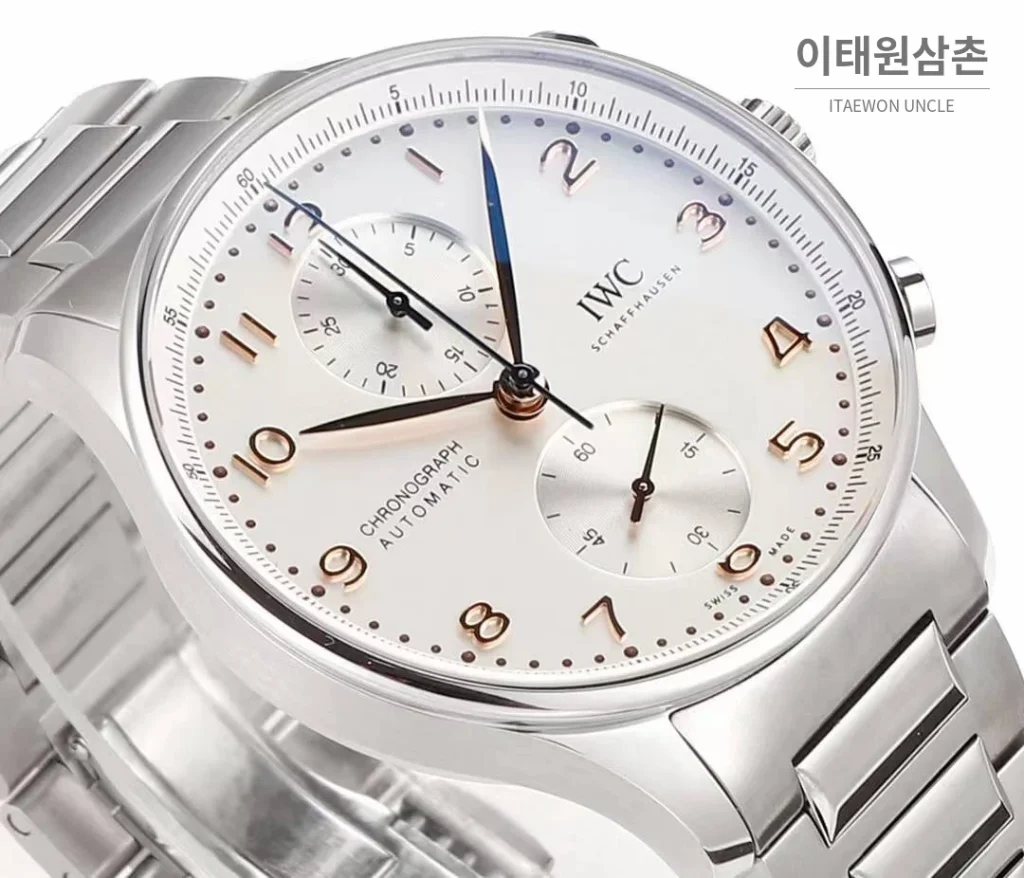 IWC 포르투기저 크로노그래프 스틸 브레이슬릿 오토매틱 41mm 실버 / 블루 (2)