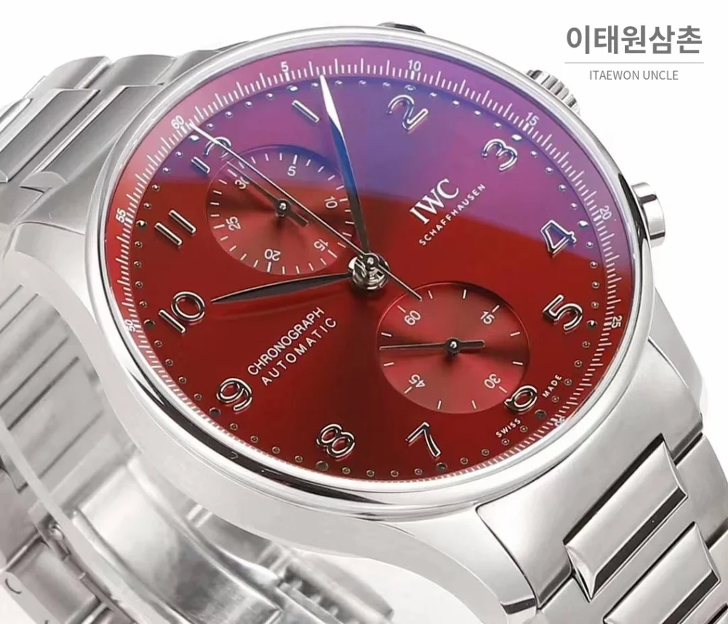 IWC 포르투기저 크로노그래프 스틸 브레이슬릿 오토매틱 41mm 실버 / 블루 (3)
