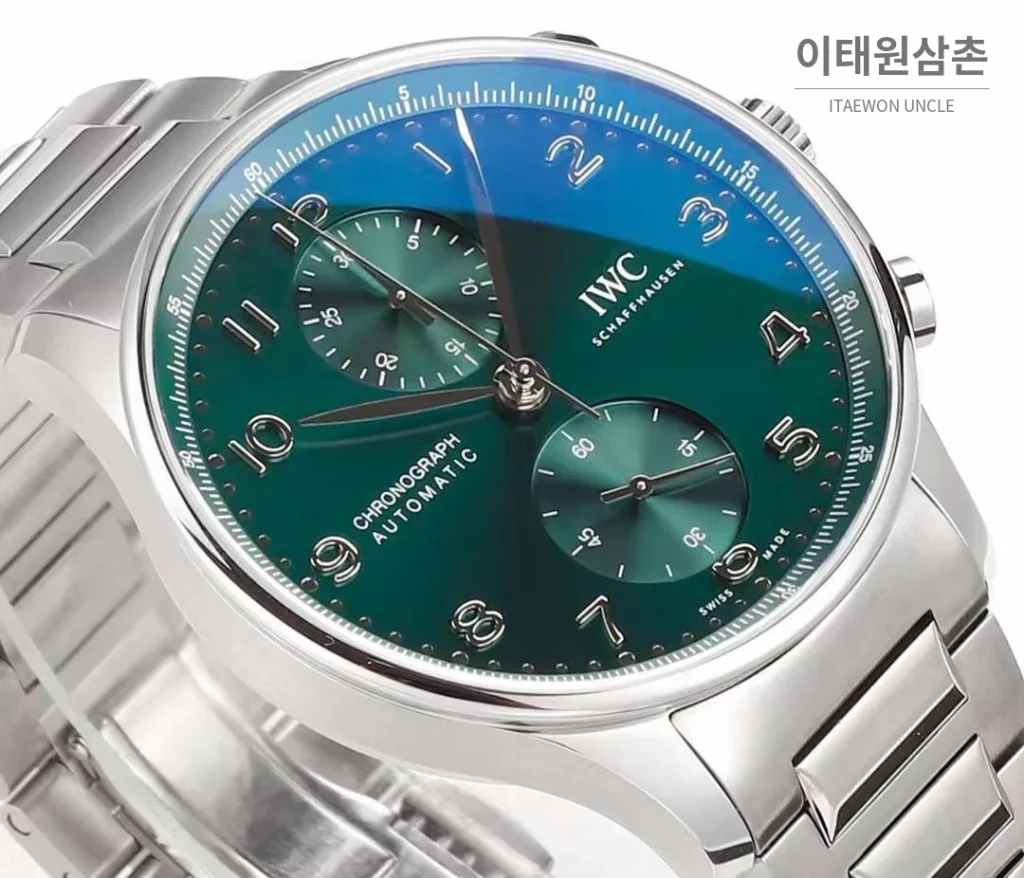 IWC 포르투기저 크로노그래프 스틸 브레이슬릿 오토매틱 41mm 실버 / 블루 (4)