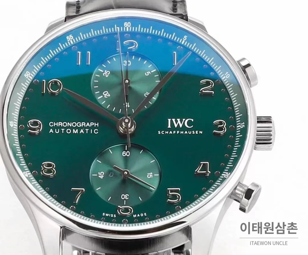 IWC 포르투기저 크로노그래프 스틸 브레이슬릿 오토매틱 41mm 실버 / 블루 (5)