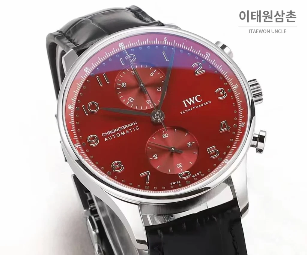 IWC 포르투기저 크로노그래프 스틸 브레이슬릿 오토매틱 41mm 실버 / 블루 (6)