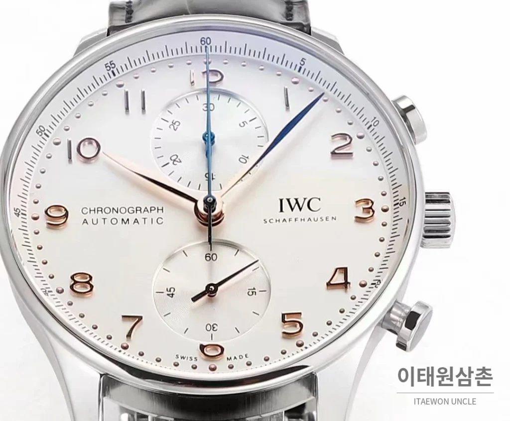 IWC 포르투기저 크로노그래프 스틸 브레이슬릿 오토매틱 41mm 실버 / 블루 (7)