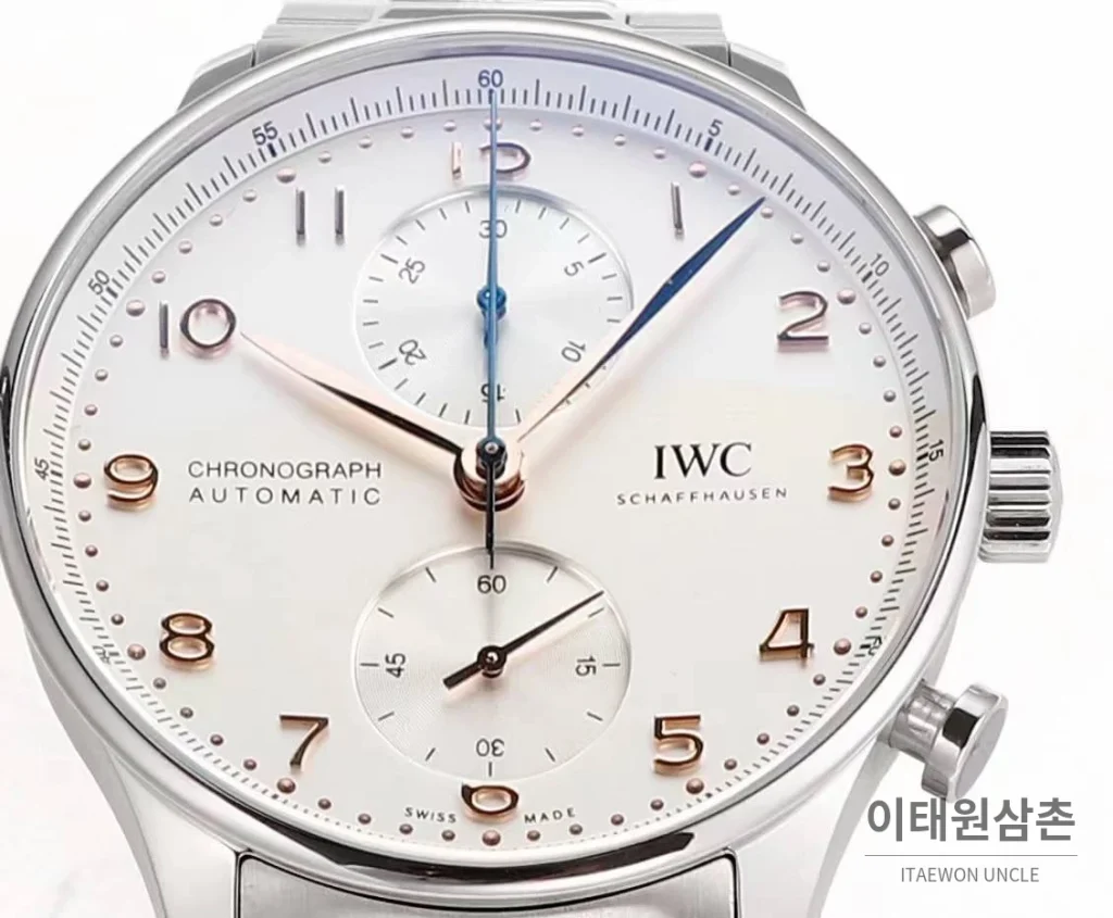 IWC 포르투기저 크로노그래프 스틸 브레이슬릿 오토매틱 41mm 실버 / 블루 (2)