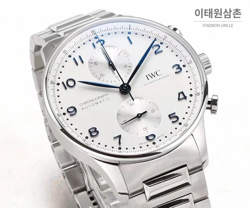 IWC 포르투기저 크로노그래프 스틸 브레이슬릿 오토매틱 41mm 실버 / 블루