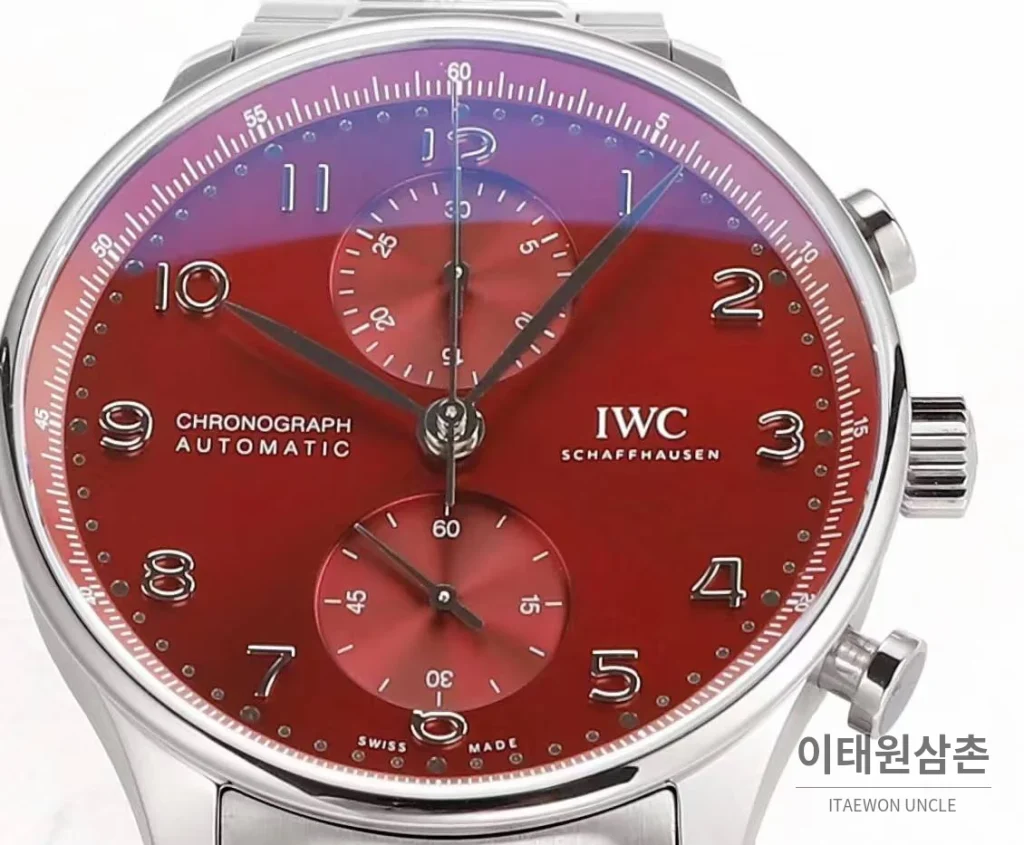 IWC 포르투기저 크로노그래프 스틸 브레이슬릿 오토매틱 41mm 실버 / 블루 (3)