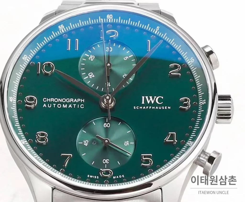 IWC 포르투기저 크로노그래프 스틸 브레이슬릿 오토매틱 41mm 실버 / 블루 (4)