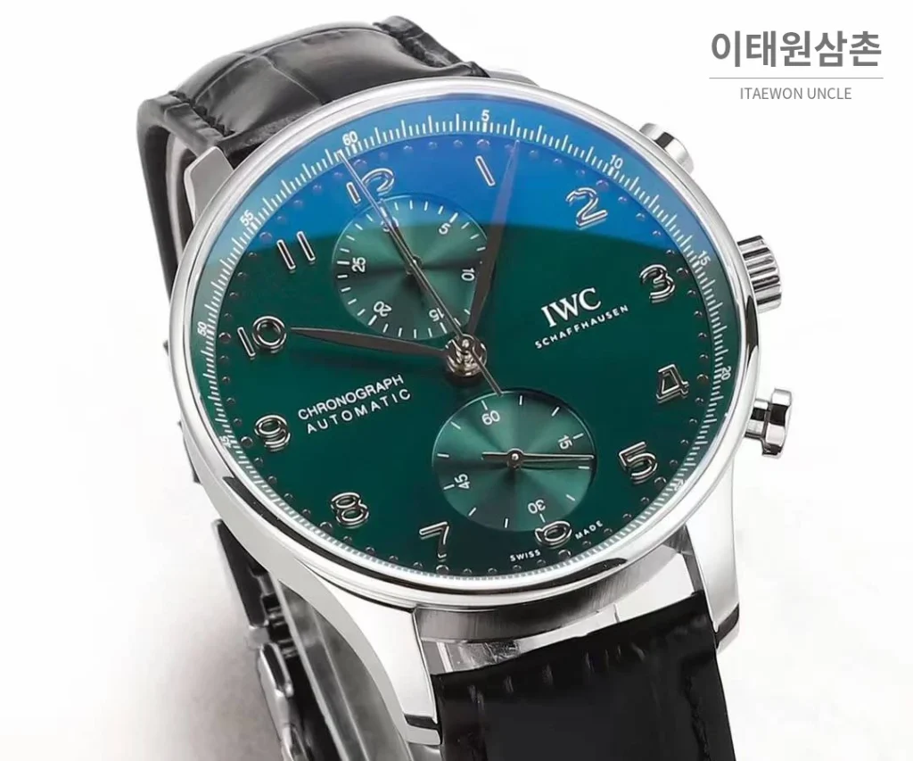 IWC 포르투기저 크로노그래프 스틸 브레이슬릿 오토매틱 41mm 실버 / 블루 (5)