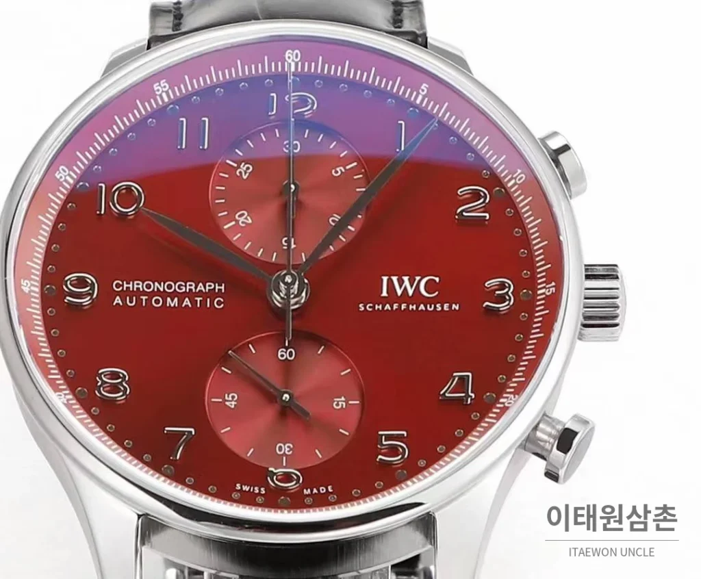 IWC 포르투기저 크로노그래프 스틸 브레이슬릿 오토매틱 41mm 실버 / 블루 (6)