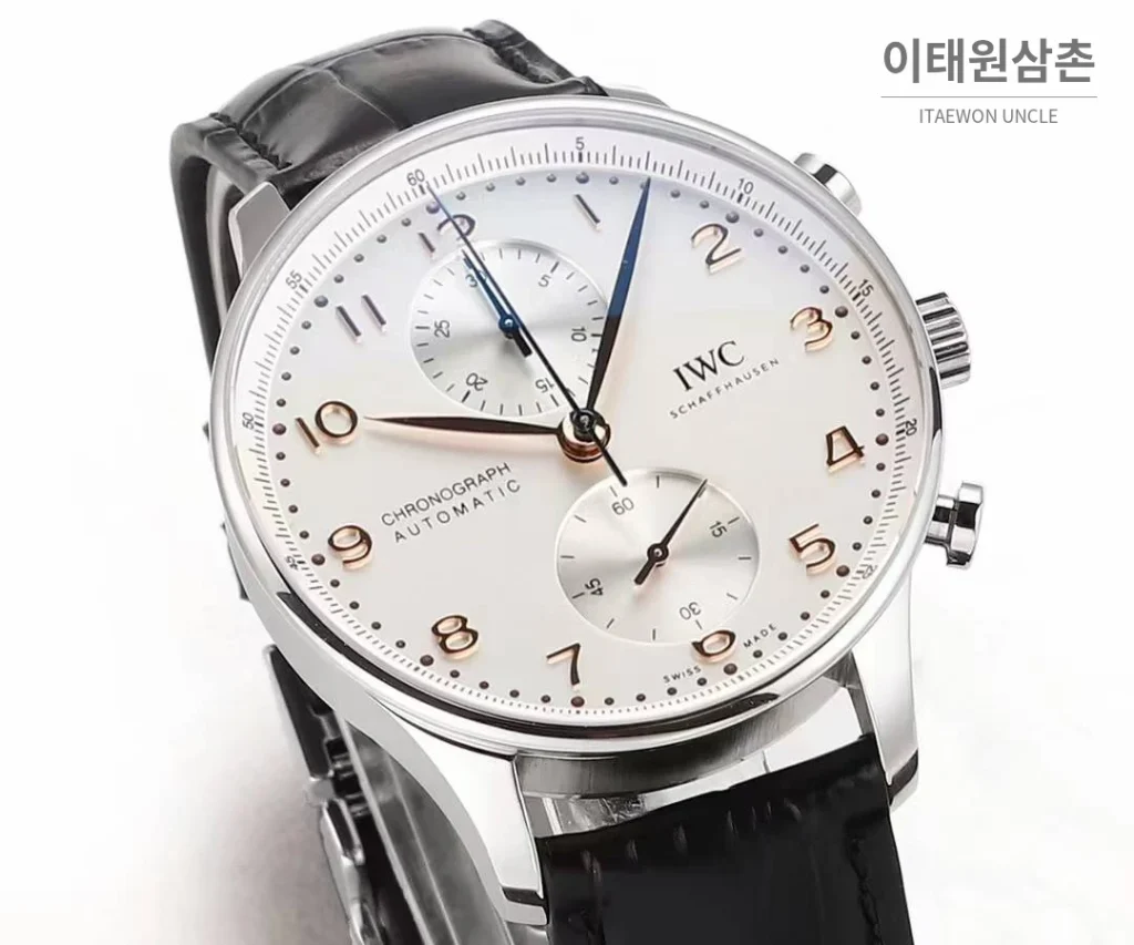 IWC 포르투기저 크로노그래프 스틸 브레이슬릿 오토매틱 41mm 실버 / 블루 (7)