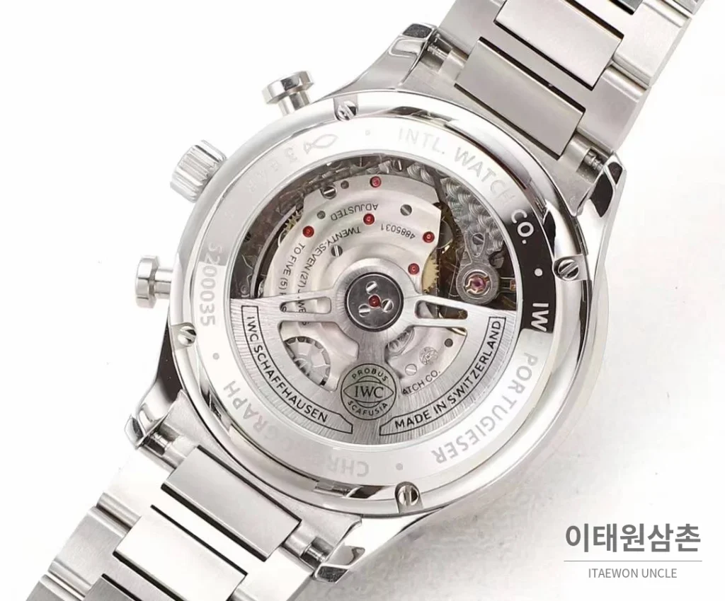 IWC 포르투기저 크로노그래프 스틸 브레이슬릿 오토매틱 41mm 실버 / 블루 (3)
