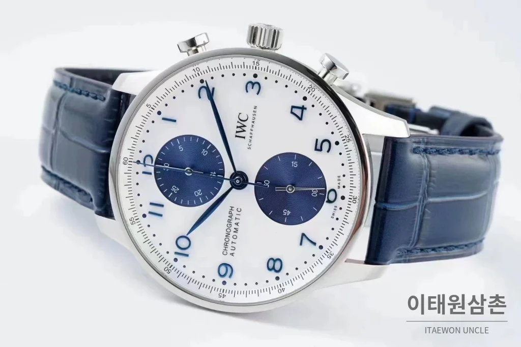 IWC 포르투기저 스틸 블루다이얼 크로노그래프 오토매틱 41mm