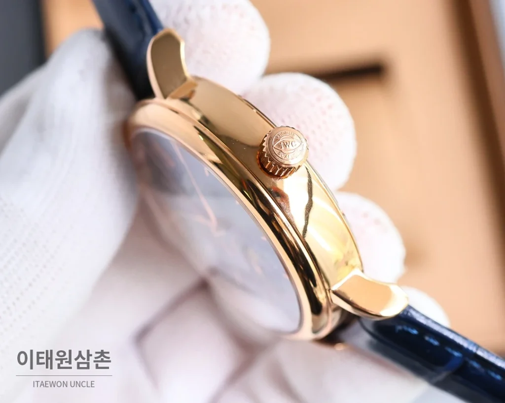 IWC 포르투기저 오토매틱 39mm 화이트 다이얼 브라운 가죽 스트랩 로즈골드 베젤 (2)