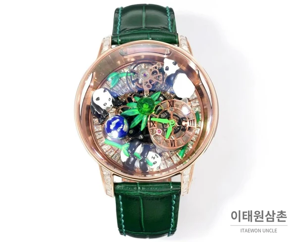 제이콥앤코 아스트로노미아 아트 판다 로즈골드 스톤 세팅 더블 액시스 투르비용 시계 47mm