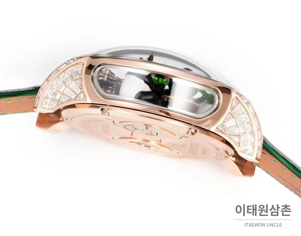 제이콥앤코 아스트로노미아 아트 판다 로즈골드 스톤 세팅 더블 액시스 투르비용 시계 47mm