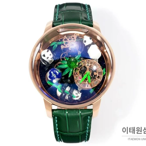 제이콥앤코 아스트로노미아 아트 판다 로즈골드 스무스 케이스 더블 액시스 투르비용 시계 47mm