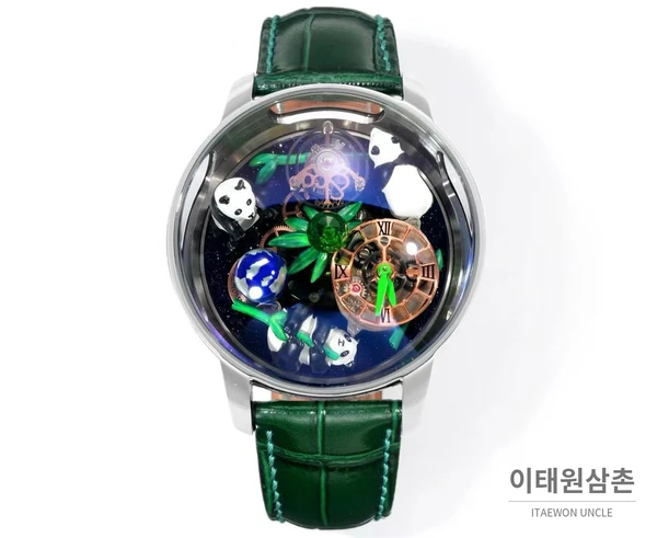 제이콥앤코 아스트로노미아 아트 판다 실버 스틸 스무스 케이스 플라잉 투르비용 시계 47mm