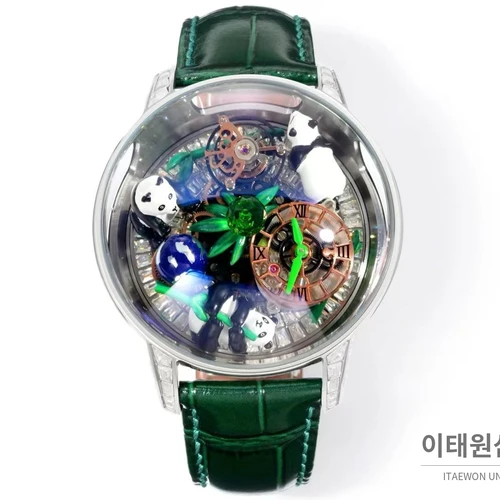 제이콥앤코 아스트로노미아 아트 판다 실버 스톤 세팅 케이스 플라잉 투르비용 시계 47mm