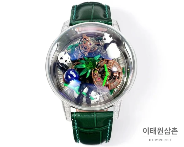 제이콥앤코 아스트로노미아 아트 판다 실버 스톤 세팅 케이스 플라잉 투르비용 시계 47mm