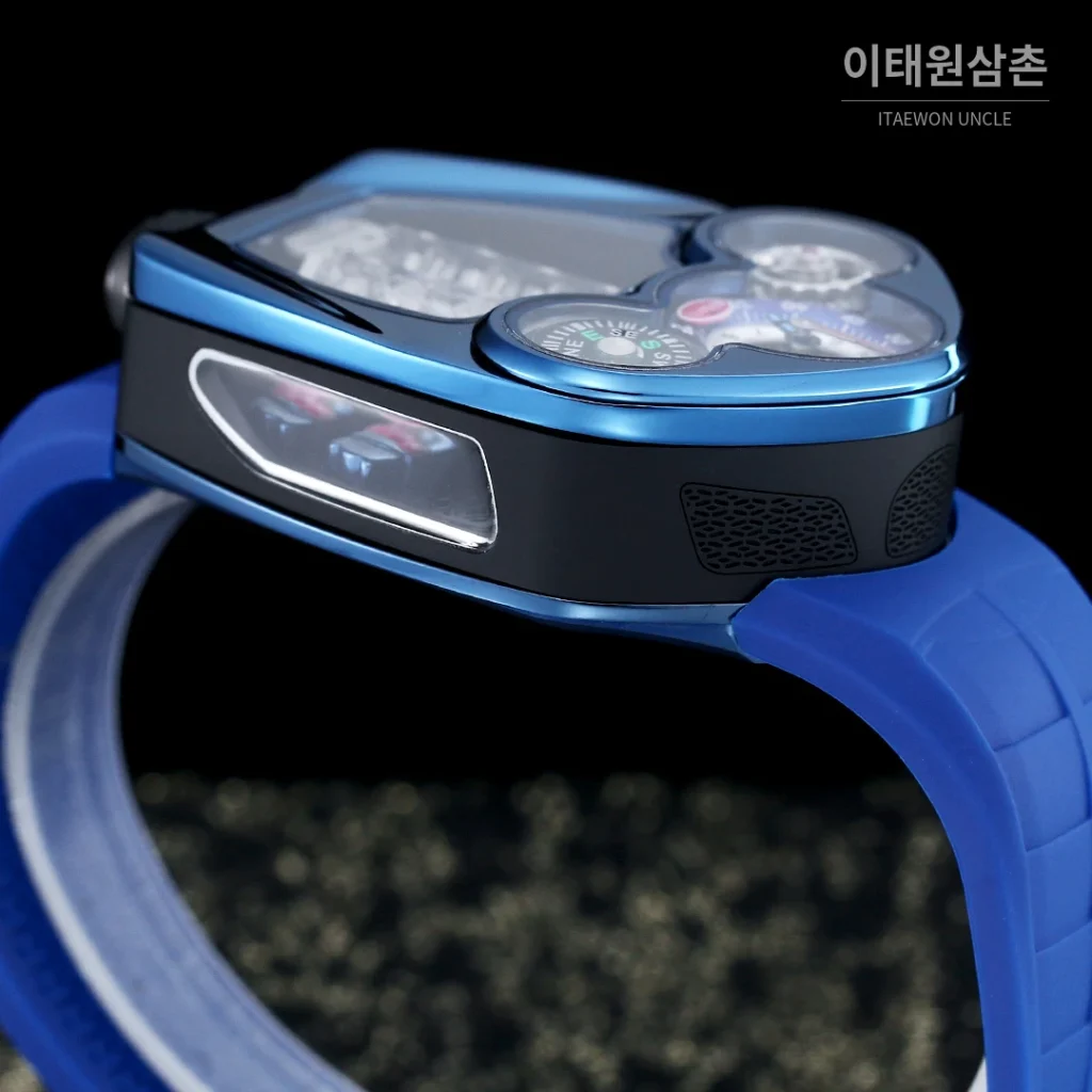 제이콥앤코 부가티 투르비용 W16 엔진 스켈레톤 오토매틱 55mm 블랙 다이얼 레드 러버 스트랩