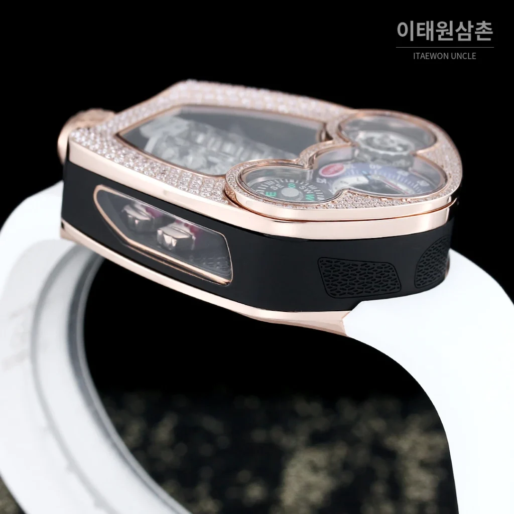 제이콥앤코 부가티 투르비용 W16 엔진 스켈레톤 오토매틱 55mm 블랙 다이얼 블랙 러버 스트랩 로즈골드 베젤 (2)