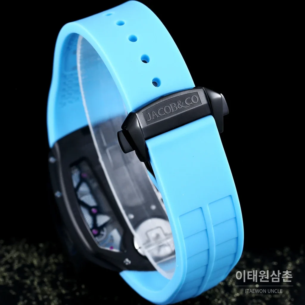 제이콥앤코 부가티 투르비용 W16 엔진 스켈레톤 오토매틱 55mm 블랙 다이얼 블랙 러버 스트랩