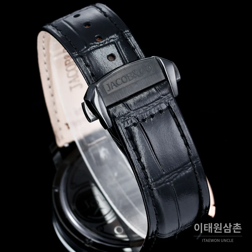 제이콥앤코 스테인리스 스틸 컬러블록 허니콤 스트랩 오토매틱 45mm 스켈레톤 다이얼 블랙 베젤