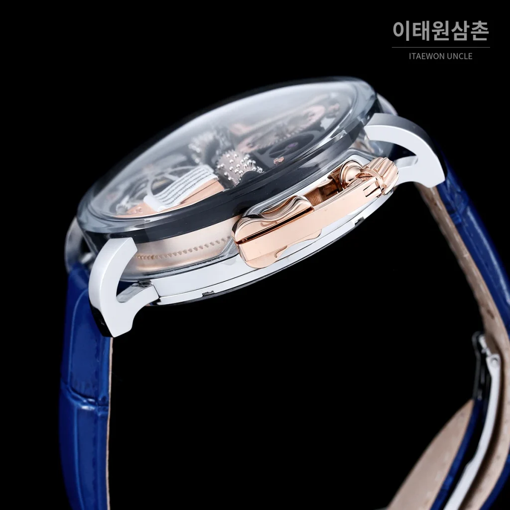 제이콥앤코 스테인리스 스틸 컬러블록 허니콤 스트랩 오토매틱 45mm 스켈레톤 다이얼