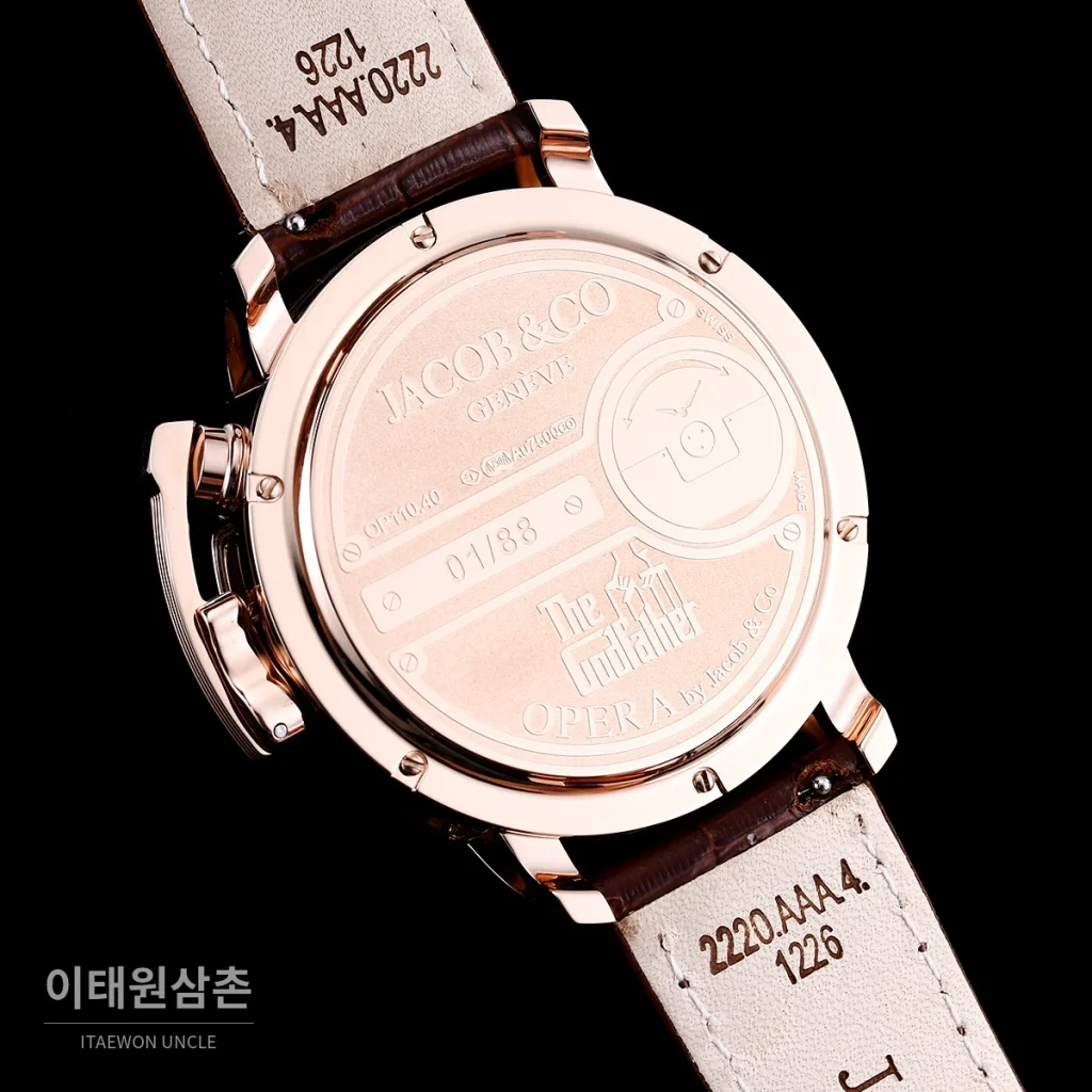 제이콥앤코 스테인리스 스틸 컬러블록 허니콤 스트랩 오토매틱 45mm 블랙 다이얼 로즈골드 베젤
