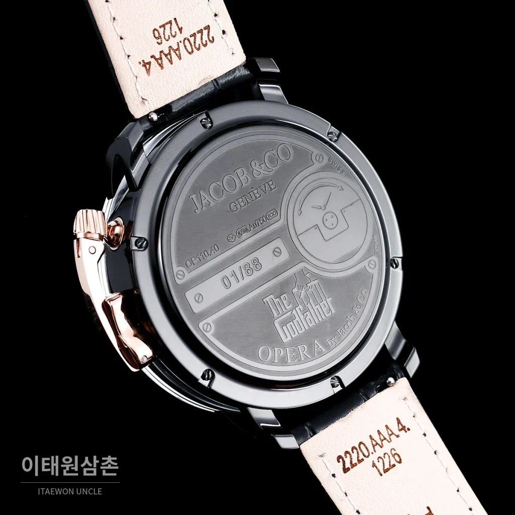 제이콥앤코 스테인리스 스틸 컬러블록 허니콤 스트랩 오토매틱 45mm 스켈레톤 다이얼 블랙 베젤