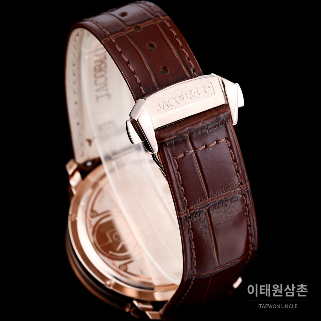 제이콥앤코 스테인리스 스틸 컬러블록 허니콤 스트랩 오토매틱 45mm 블랙 다이얼 로즈골드 베젤