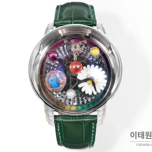 제이콥앤코 지드래곤 데이지 드래곤 더블축 투르비용 47mm 스켈레톤 다이얼 그린 가죽 스트랩 제이콥앤코 지드래곤 데이지 드래곤 더블축 투르비용 47mm 스켈레톤 다이얼 그린 가죽 스트랩