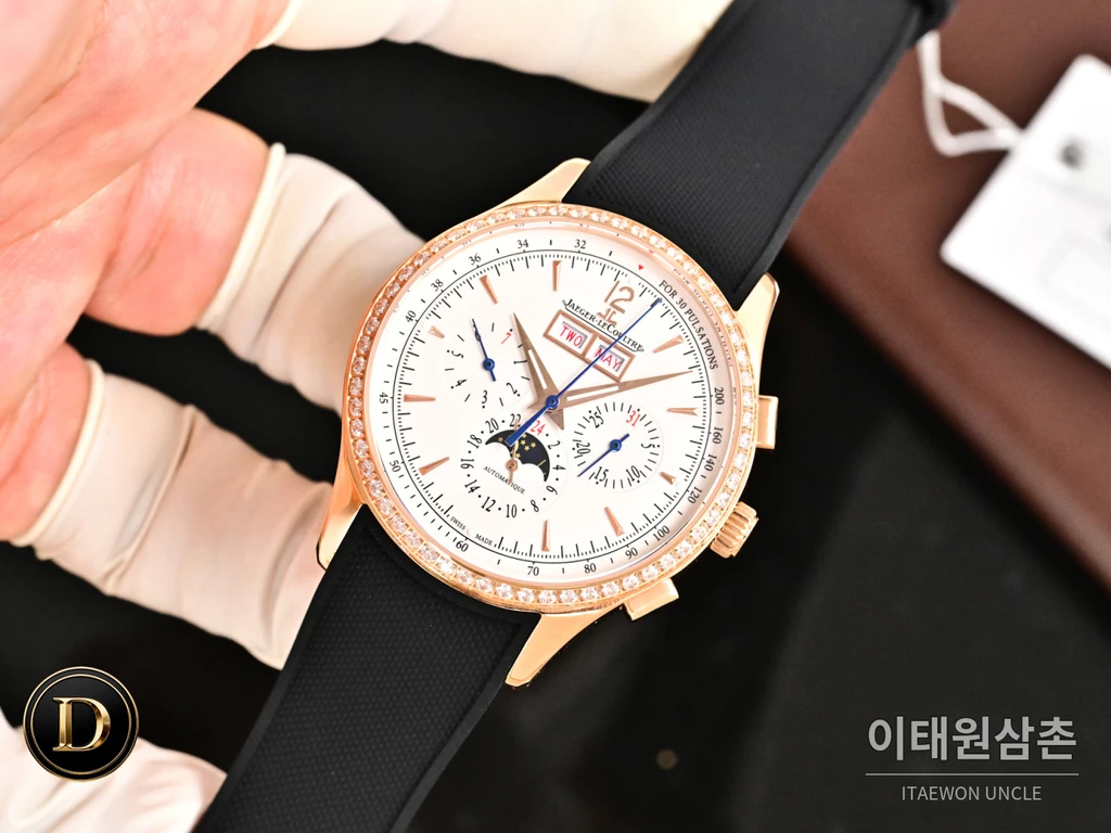 예거르쿨트르 마스터 컨트롤 캘린더 스틸 선레이 다이얼 오토매틱 40mm 실버 다이얼