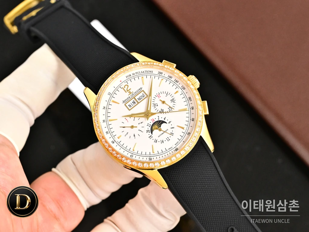 예거르쿨트르 마스터 컨트롤 캘린더 스틸 선레이 다이얼 오토매틱 40mm 실버 다이얼